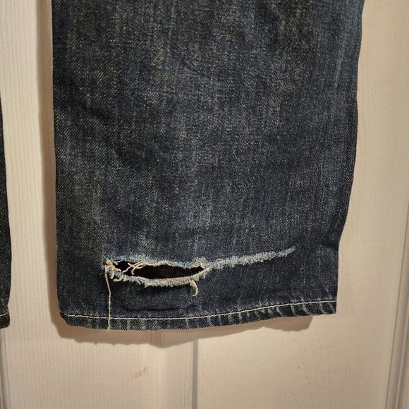 True Religion Men's Denim Blue Jeans Size 36 Slim 100% Cotton Distressed Ripped - Picture 11 of 15